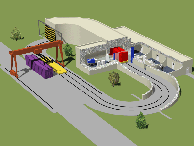 The layout of the EFASCAN complex building  (variant for containers) 